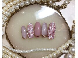 ピンク系ツイードネイル