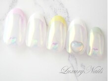 ラグジュアリーネイルズ アカバネ(Luxury Nails Akabane)/ガーリー*オーロラフレンチ