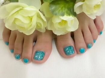 プルミエ ネイル(Premier Nail)/マーブルピーコック★定額フット