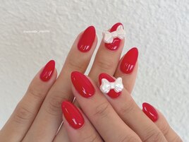 ちゅるレッド×リボンネイル