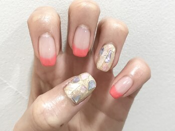 クォーターリゾートネイル(QUARTER RESORT nail)/くすみカラーフレンチネイル☆