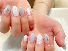 ネイルサロン イントゥ(into_)/ニュアンス　ブルー　ホワイト