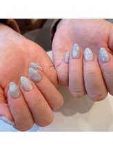 ハーティーネイル 自由が丘南口店(heartynail)/長さだし/ラメ/ブルーネイル