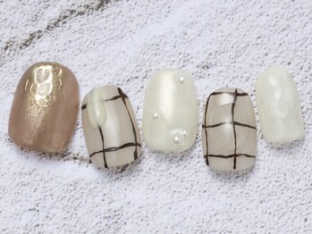 アイ ネイルズ 天神店(I nails)/チェックぽこnail¥8300