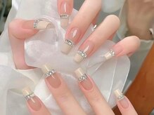 ベストネイル 渋谷109前店(Best Nail)/王道フレンチネイルにアクセント