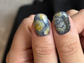 絵画ネイル　新宿　新宿三丁目　