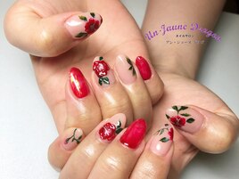 赤☆お花ネイル