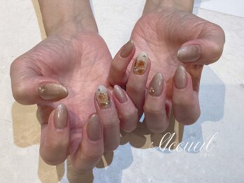 アクイユ 銀座店(ACCUEIL)/べっ甲フラワーネイル