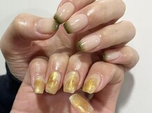 アイネイルズ 梅田店(I nails)/アシメ波ミラー先端グラデ￥9700
