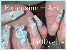 ゆびノさき +tennojiの雰囲気（長さだし＋パーツ乗せ放題でこのお値段◎）
