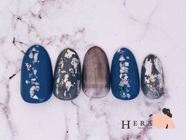 ネイビー　金箔　エスニック