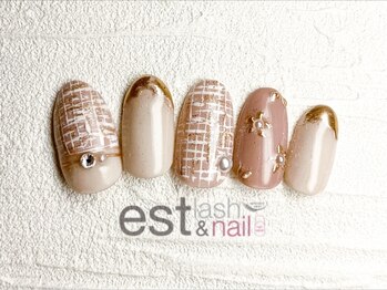 エストラッシュアンドネイル 銀座店(est lash&nail)/ツイードミラーフレンチネイル