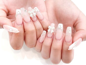 ネイルコレクション ピンク(Nail Collection Pink)/長さだしジェル:フリー☆リボン