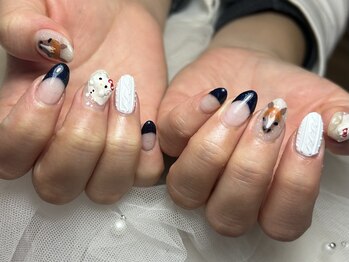 ジョアネイル(JOA Nail)/午年/フレンチ/キティ雪だるま