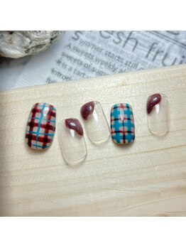 シービューティー(C BEAUTY)/チェック柄/秋ネイル/ブラウン