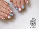 ナチュラルカラー×水色チェック