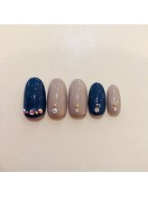 ワンカラージェルネイルショップ イオン新潟東店/ネイビー　グレー