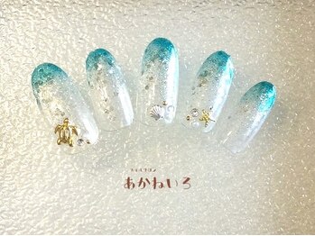 ネイルサロン あかねいろ/夏色グラデーション 亀ネイル