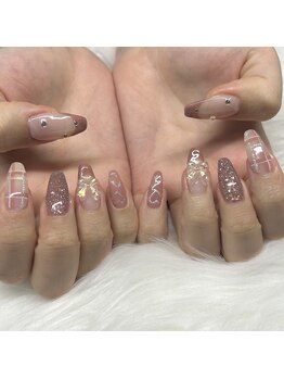 チェックハートネイル