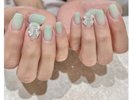 ミントグリーン×リボン