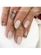 ネイルサロン クール(Nailsalon Coeur)/マット チェック柄 すりガラス