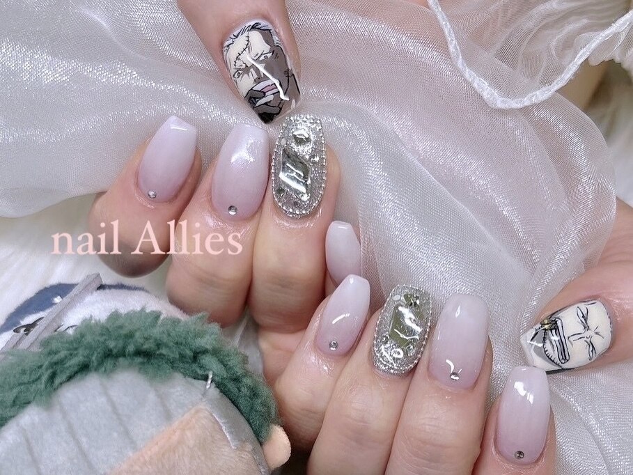 ネイルチップ量産型フレンチガーリー推しネイルワンホンレースバラ