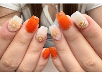 エスネイルサロン(S Nail Salon)/オレンジフラワーネイル