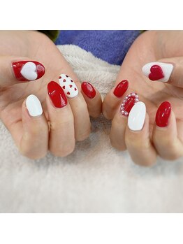 バーロ ビューティールーム(Balo Beauty Room)/ホワイト×レッド　アート