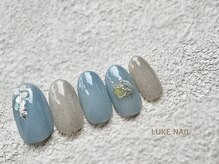 ルークネイル 恵比寿店(LUKE NAIL)/シンプルくすみブルー　朱夏秋冬
