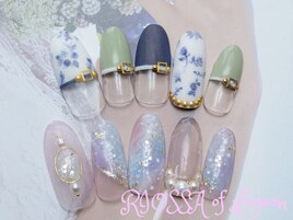 小花柄×バイカラー