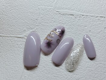 トータルビューティーサロン ドールズ(total beauty salon Dolls)/お花シールくすみパープル