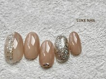 ルークネイル 恵比寿店(LUKE NAIL)/ベージュグリッターネイル　冬春