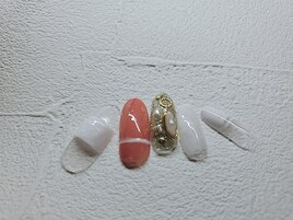 変形フレンチ　オレンジ　ラメ