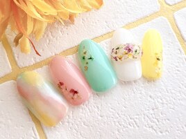 パステル押し花ネイル♪