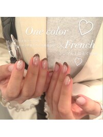 ラメベースフレンチネイル