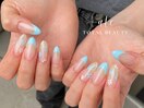 水色フラワーネイル