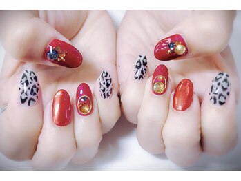 ネイルステーション ブルー(Nail Station BLUE)/ヒョウ柄ネイル