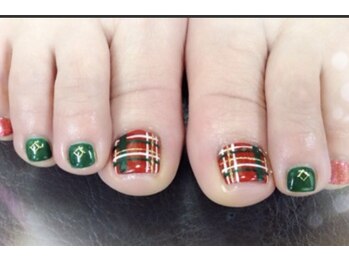 ネイルサロン ジェイ(Nail Salon J)/赤グリンチェックネイル