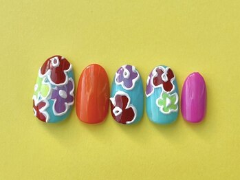 ネイルマフィア 渋谷(NAIL MAFIA)/カラフルレトロフラワー