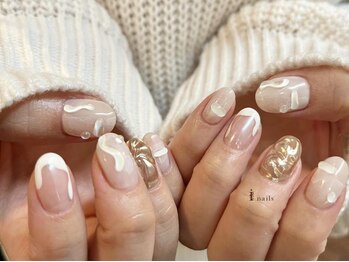 アイネイルズ 渋谷店(I nails)/【Kana.y】白ぷっくりうねうね