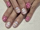 手描きアート/うさぎ/ピンク