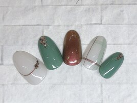 チェックネイル　秋