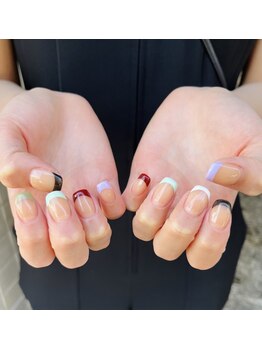 ハズグラスネイル(Haze Grass nail)/カラフルフレンチ