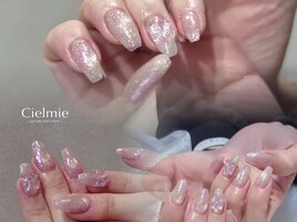 春色オーロラネイル