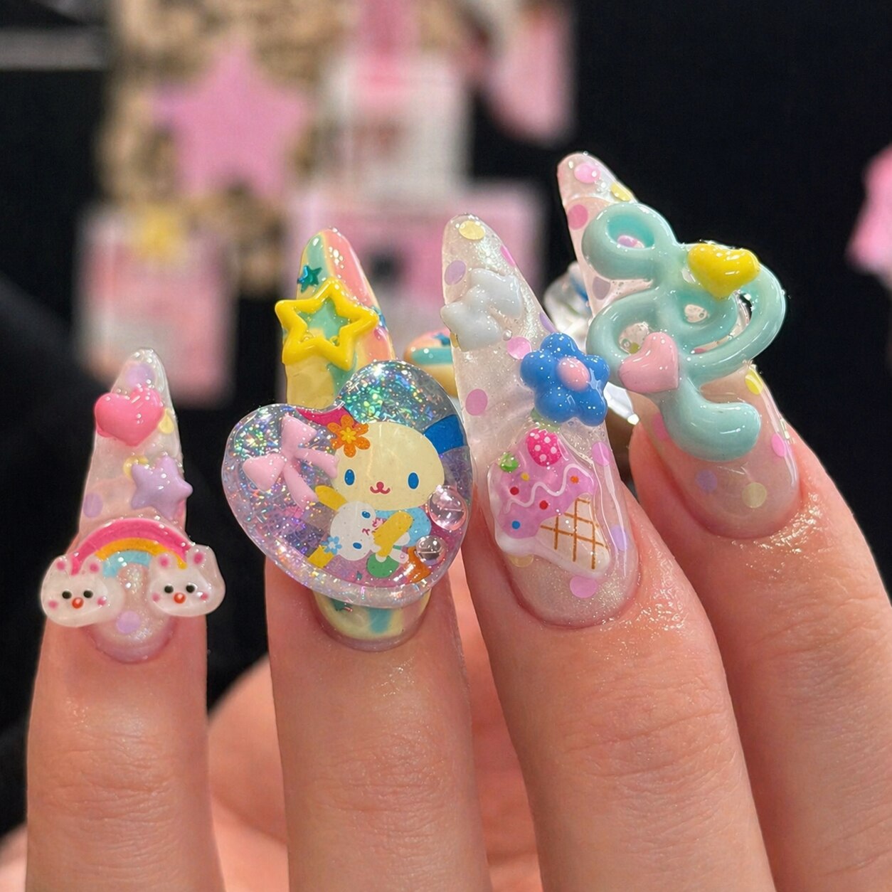 《HAND》【10本長さ出し】パーツ付け放題！ゴテゴテアート♪フルアートコース