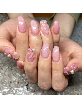 ピンクマグ＋ぷっくりフラワー