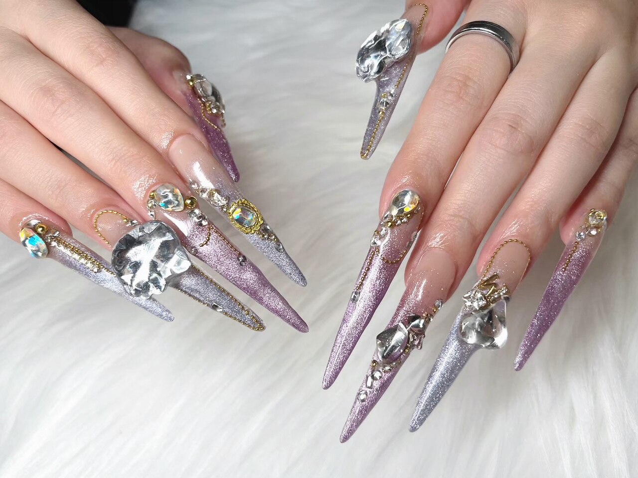 成人式ネイルチップロングポイント扇子ネイル2026年 成人式ネイルチップロングポイント扇子ネイル2026年