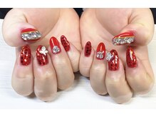 ラブネイル(LOVE NAIL)/キラキラレッド★アゲハネイル