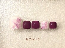ネイルサロン あかねいろ/秋色フットネイル　手描き