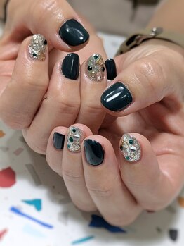 ネイルヤサン(nail ya sun)/深緑*きらきら